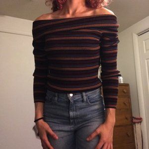Off-the-Shoulder Cropped Sweater